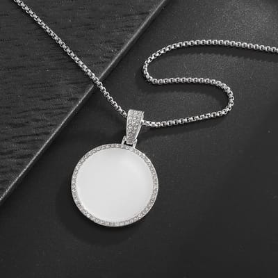 Vente Chaude Cadre Photo Rond Pendentif Moissanite Hip Hop pour Hommes et Femmes gray