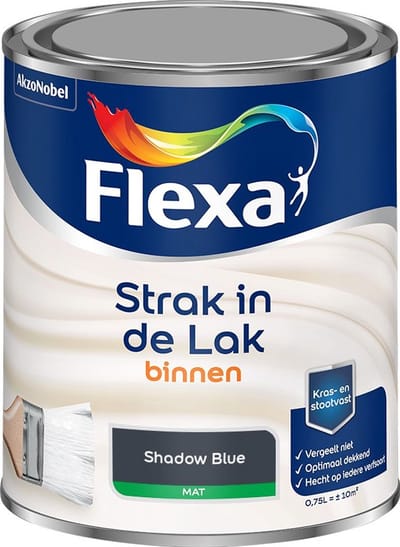 Flexa - Strak In De Lak Binnenlak Mat - Shadow Blue - Mengverf - 750 Ml
