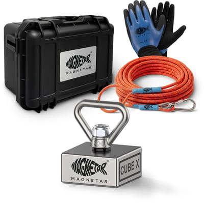 Magnetar Magneetvissen Cube X pakket - Kinderen en Beginners - Vismagneet - 360° 450kg Blok magneet - Set met Touw en Handschoenen