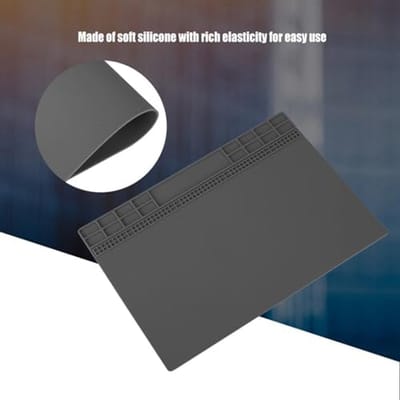 350mm × 250mm Grote Soldering Mat Antistatische Silicone Pad 500 ° C Heat Isolation Workstation Pad voor Soldering Iron Electronics PC Smartphones Onderhoudsplatform (Grijs)