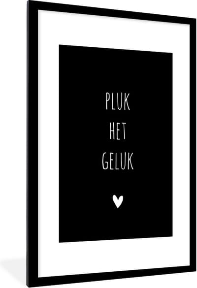 Fotolijst incl. Poster - Quotes - Spreuken - Pluk het geluk - 80x120 cm - Posterlijst