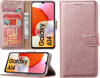 Samsung Galaxy A14 hoesje - Bookcase met pasjeshouder - Rosegoud