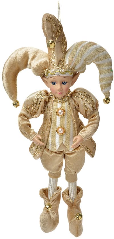 Clayre & Eef Decoratie Hanger Elf 14x10x38 cm Beige Textiel