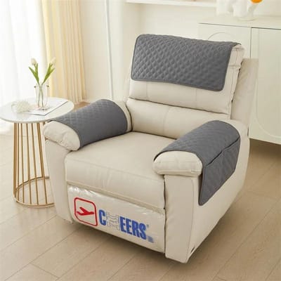 Hoofdsteunhoes voor Relaxfauteuil Bankhoezen Armhoezen voor Relaxfauteuil met Opbergzakken Fauteuilhoezen voor Woonkamer 1 Seat (3pcs )S gray