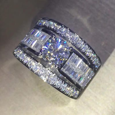 Sterling Luxe Brede Glanzende Ringen voor Vrouwen Briljante Cubic Zirconia Sprankelende Vingeraccessoires Mode Sieraden 9 gray