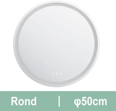 Auralum® Badkamerspiegel - Badkamerspiegel met Verlichting - Ronde Spiegel 50ø cm - Badkamerspiegel met Anti-Condens - Wandspiegel - Dimbaar - 3000K/4500K/6500K
