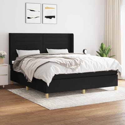 vidaXL - Boxspring - met - matras - stof - zwart - 180x200 - cm