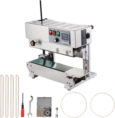 Doorlopende Zakverzegelmachine, 0,6-1,2 cm Verzegelingsbreedte, Verticale Digitale Temperatuurregeling, RVS Verzegelaar voor Plastic Zakken 0,02-0,8 mm