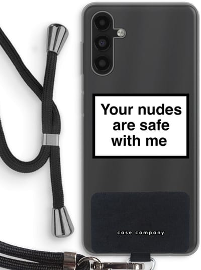 Case Company® - Hoesje met koord geschikt voor Samsung Galaxy A13 5G hoesje met Koord - Safe with me - Telefoonhoesje met Zwart Koord - Bescherming aan alle Kanten en Over de Schermrand