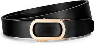 Ratelriem voor dames, 3,1 cm breed, automatische leren riem voor jeansbroeken met gouden schuifgesp