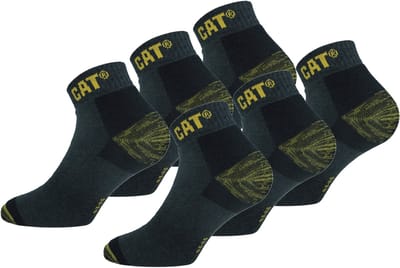 Caterpillar 6 Paar Premium Sneaker Korte Werksokken - Enkelhoogte - Dubbele Versterkt op Hiel en Teen - Katoen Antraciet, 39-42