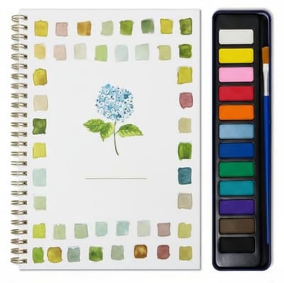 longziming -Aquarel Werkboek Bloemen – Inclusief Verf en Penseel – Schilderboek voor Beginners en Volwassenen – Aquarelpapier met Stap-voor-Stap Oefeningen