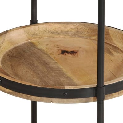 Bijzettafel Hout - Sidetable Bank - Woonkamer Inrichting - Drievoudige Opbergruimte - 55x83cm - Bruin Zwart