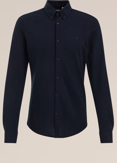 WE Fashion Heren tall fit overhemd van piquéjersey
