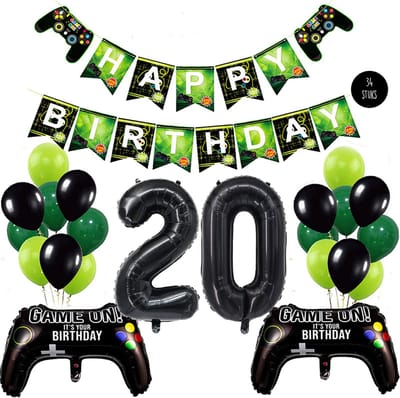 Snoes Mega Game Gamers Helium Verjaardags Ballonnen Feestdecoratie Black Cijfer Ballon nr 20