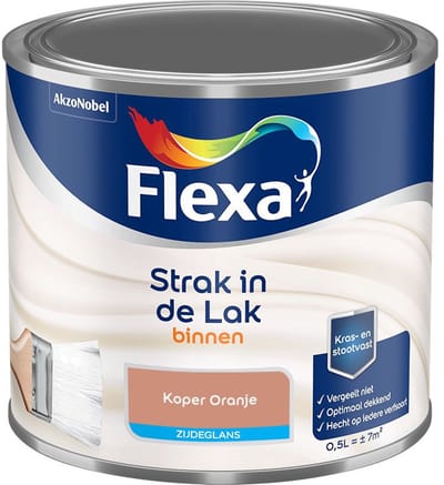 Flexa - Strak In De Lak Binnenlak Zijdeglans - Koper Oranje - Mengverf - 500 Ml