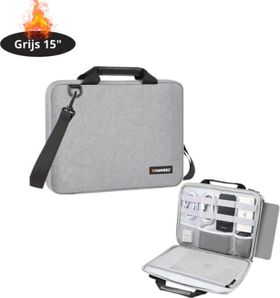 Nivard Laptoptas Schokbestendig - Laptop Sleeve - Rugtas - Schoudertas - Laptoshoes - Kantoortas - Dames & Heren - 15 Inch - Grijs