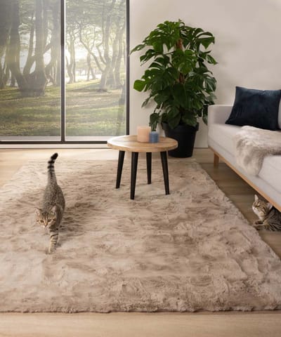 Fluffy vloerkleed - Comfy plus taupe 80x150