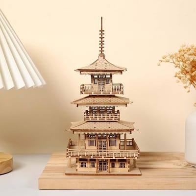 3D Houten Puzzel Modelbouwset Pagode met Vier Verdiepingen voor Volwassenen
