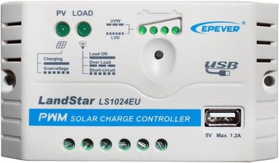 PWM Laadregelaar - Zonne Laadregelaar - Zonne-energie Systeem - Met USB Aansluiting - 10A 12/24V - Grijs