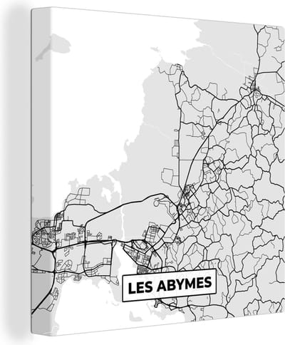 Canvas Schilderij Les Abymes - Plattegrond - Frankrijk - Kaart - Stadskaart - 20x20 cm - Wanddecoratie