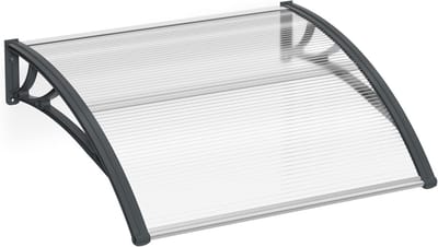 Transparante Polycarbonaat Deur Luifel met Grijze Beugel 120 x 100 cm