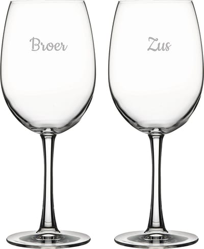Gegraveerde Rode wijnglas 46cl Broer-Zus