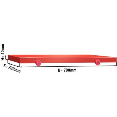 GGM Gastro Schneideplatte für Arbeitstisch - 700x700mm - HACCP-Konform - Rot Rood