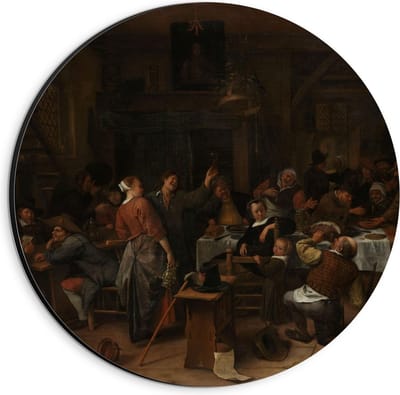 Dibond Wandcirkel - Oude Meesters - Prinsjesdag, Jan Havicksz. Steen, 1660 - 1679 - 20x20cm Foto op Aluminium Wandcirkel (met ophangsysteem)