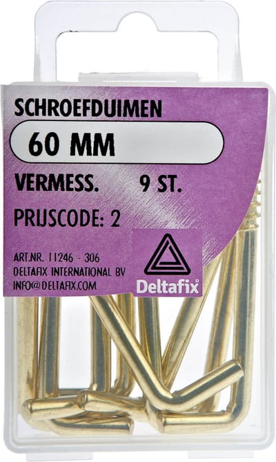 Deltafix Schroefduimen - 9x - vermessingd metaal - 60 mm - ijzerwaren bevestigsmaterialen