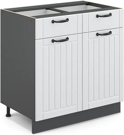 Spoelonderkast Keuken 80 cm Landelijke Stijl Wit Antraciet Modulair