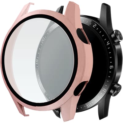 Telefoonglaasje Hoesje met Screenprotector Geschikt voor Huawei Watch GT2 - 46mm - Roségoud