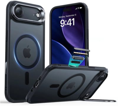 ESR Hoesje Geschikt voor iPhone Air - Classic Hybrid HaloLock Stand - Compatibel met MagSafe & Qi2 - Back Cover met Standaard - Camera Kickstand - Camera Control - Frosted Zwart