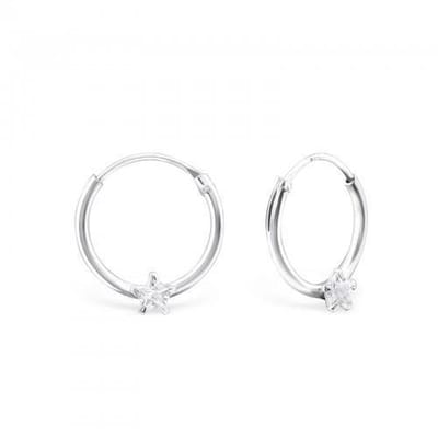 Aramat Jewels | Oorringen | Zilveren Kinder Oorringen Ster Zirkonia – 12mm 925 Zilver 3mm Steen | | | |12mm | Zilver | Kinderen, Volwassenen | Verkleurd niet