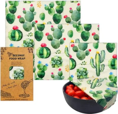 Nixnix® - Bijenwas wraps - Doek - 3 stuks - Herbruikbaar - Cactus