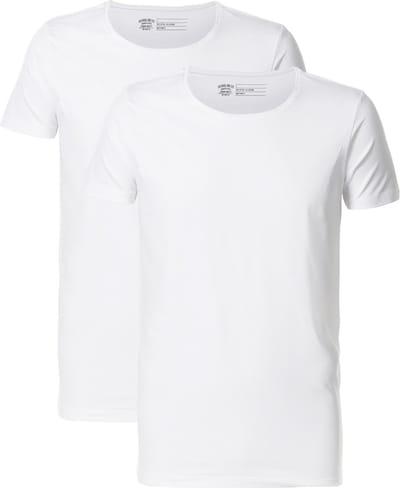 Petrol Industries Heren T-Shirts 2-Pack - Ronde Hals - Katoen - Regular Fit - Basic Tshirt Set Korte Mouwen - Ondershirt - Multipack van 2 stuks - Wit - Maat XXXL