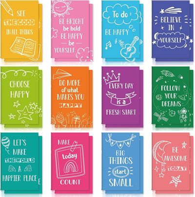 SnelShoppen - 24 Stuks Mini Notitieboekjes - Kleurige Kawaii Notitieblokken - Grappige en Motiverende Zaknotitieboeken - Inspirerende Dagboeken voor K