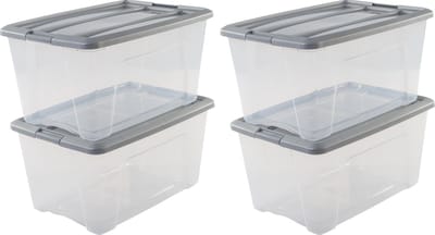 IRIS New Topbox Opbergbox - 45L - Kunststof - Transparant/Zilvergrijs - Set van 4