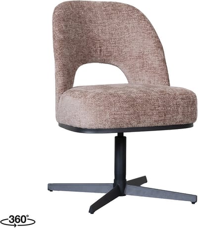 LABEL51 Port Grimaud Eetkamerstoel - Bruin - Haga - Zwart Metaal - Stoel - Eetkamerfauteuil