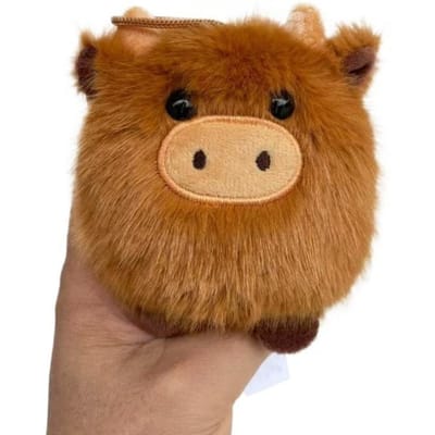 Kawaii Schotse Hooglander Knuffel Sleutelhanger Leuke Knuffeldier Ornamenten Superzachte Knuffel Hanger Auto Accessoires Kerstcadeau brown