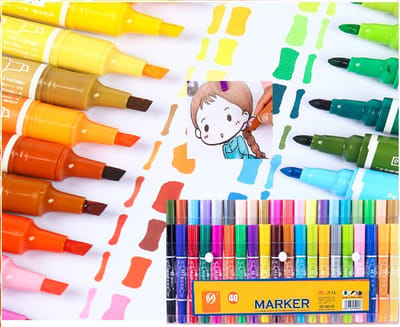 Acryl Marker Verfstiften (40 stuks )- Dual tip-met dubbele penpunt-Twinmarkers-Waterdicht- Acrylstiften- Acrylic Verf Markers Met Fijne Tip Ronde Tip -Voor Rock Schilderen Canvas Glas Keramiek Hout DIY Ambachten Kleurplaten Decoreren