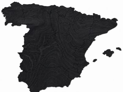 Houten wanddecoratie - Wooden wall decoration | Landkaart Spanje 39 x 29cm Country map Spain | Zwart - Black | Muurdecoratie - Wall art - Wandfiguur Espana - España - Echt Hout - Real Wood