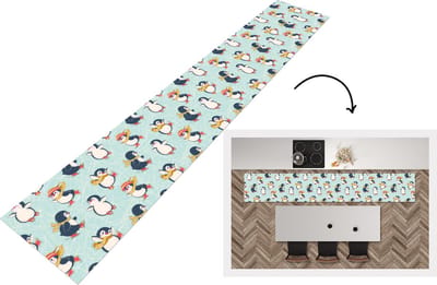 Keukenloper - Loper keuken - Kinderen - Pinguïn - Schaatsen - Winter - Patronen - 300x50 cm - Keukenloper vinyl