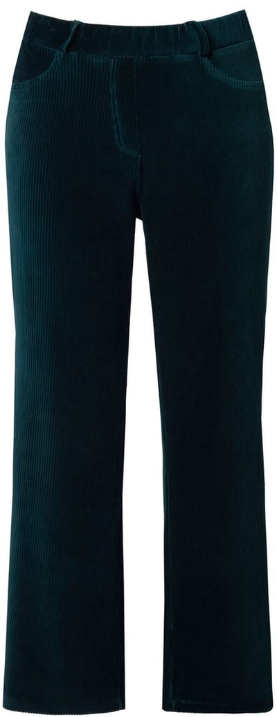 Ulla Popken - Dames - Corduroy instapbroek Mary elastische tailleband - Smaragdgroen - Maat 58
