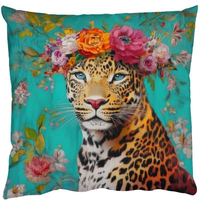 Sierkussens - Kussentjes Woonkamer - 50x50 cm - Luipaard - Bloemen - Kroon