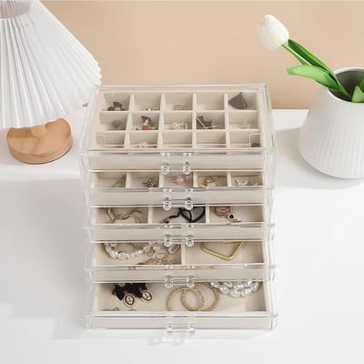 Sieraden Organizer - Juwelendoos - Sieraden Opbergen - 5 Lades - 24x13.5x11 cm - Beige