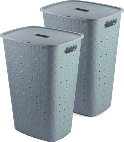 Curver Softex Wasmand met Deksel 56L - 2 stuks - Blauw