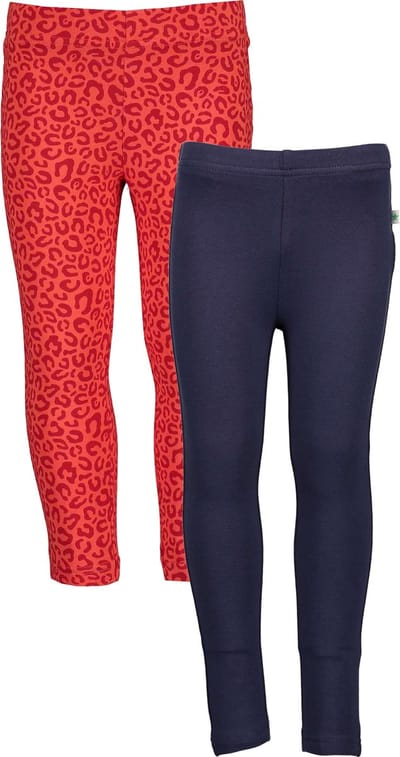 Blue Seven - 2pack - Leggings - Biologische Katoen - Rood met figuurtjes - Blauw - Maat 104