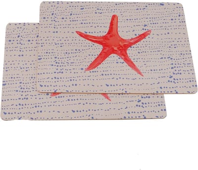 Set van 2 placemats mdf met een oranje zeester
