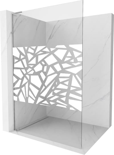 Mexen Kioto L douchewand Walk-in 70 x 200 , wit patroon, chroom - 800-070-103-01-85